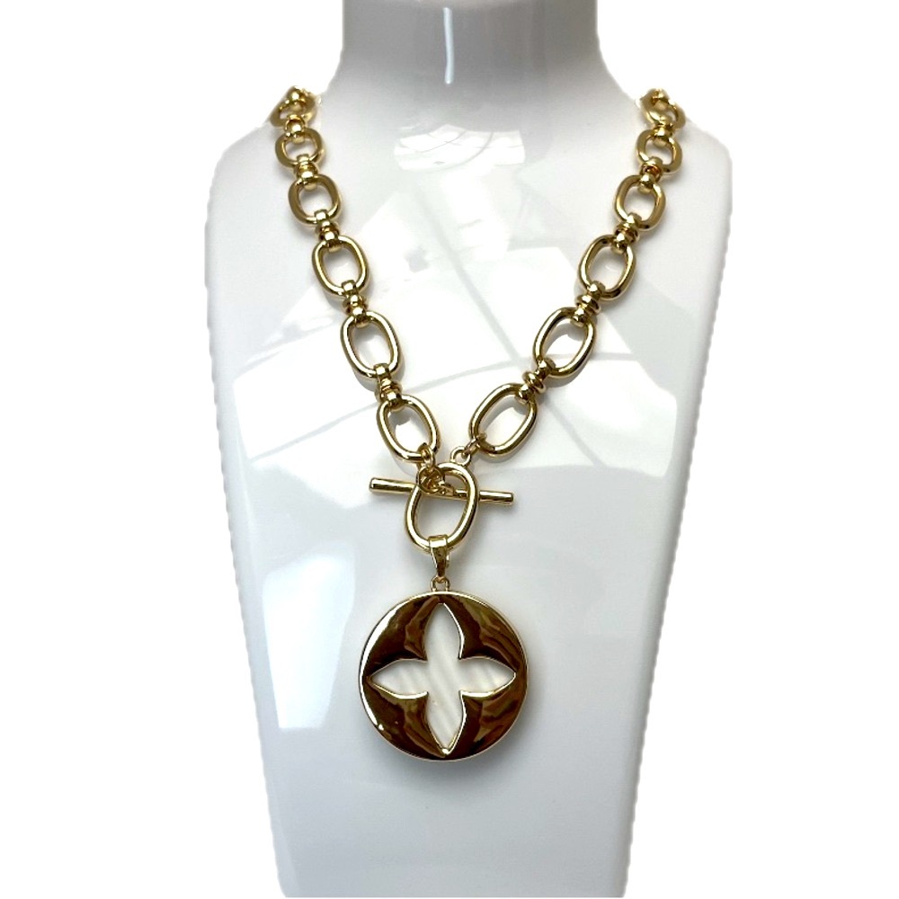 NWT ⚜️🤍⚜️ Camila Coelho Gorgeous Mother of Pearls medallion Necklace - Picture 3 of 16